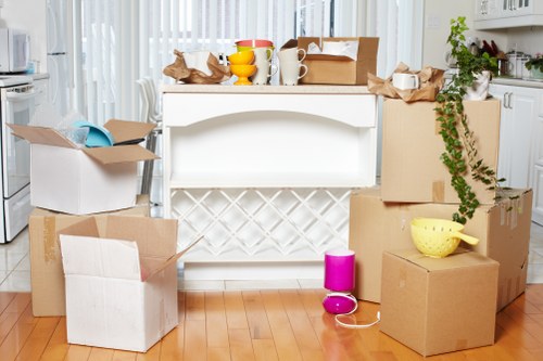 Packed boxes and furniture ready for Camberwell house removals